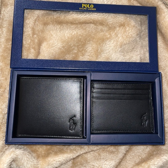 Polo Ralph Lauren Classic Black Leather Wallet & Cardholder Gift Set - Picture 1 of 9